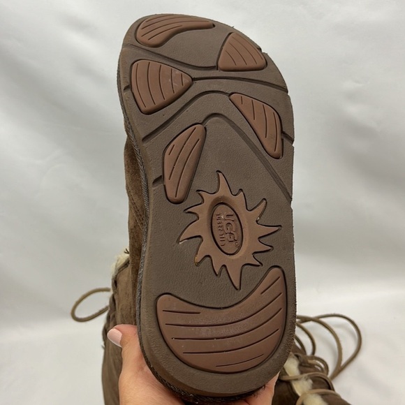 UGG Australia Whitley Suede Espresso Brown Lace up Winter Boots Size 7 - Picture 10 of 12